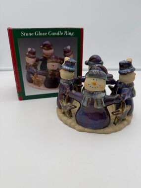 Christian Collection Lincolnshire Snowman Pottery Candle Holder